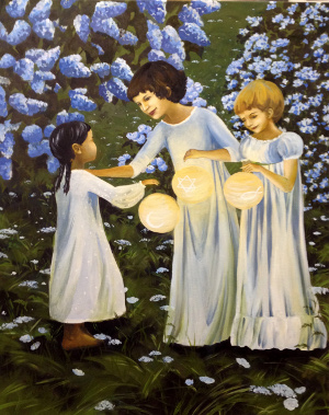 Maedchen mit Lampions