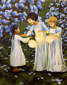 Maedchen mit Lampions (Islam, Judentum, Christentum)